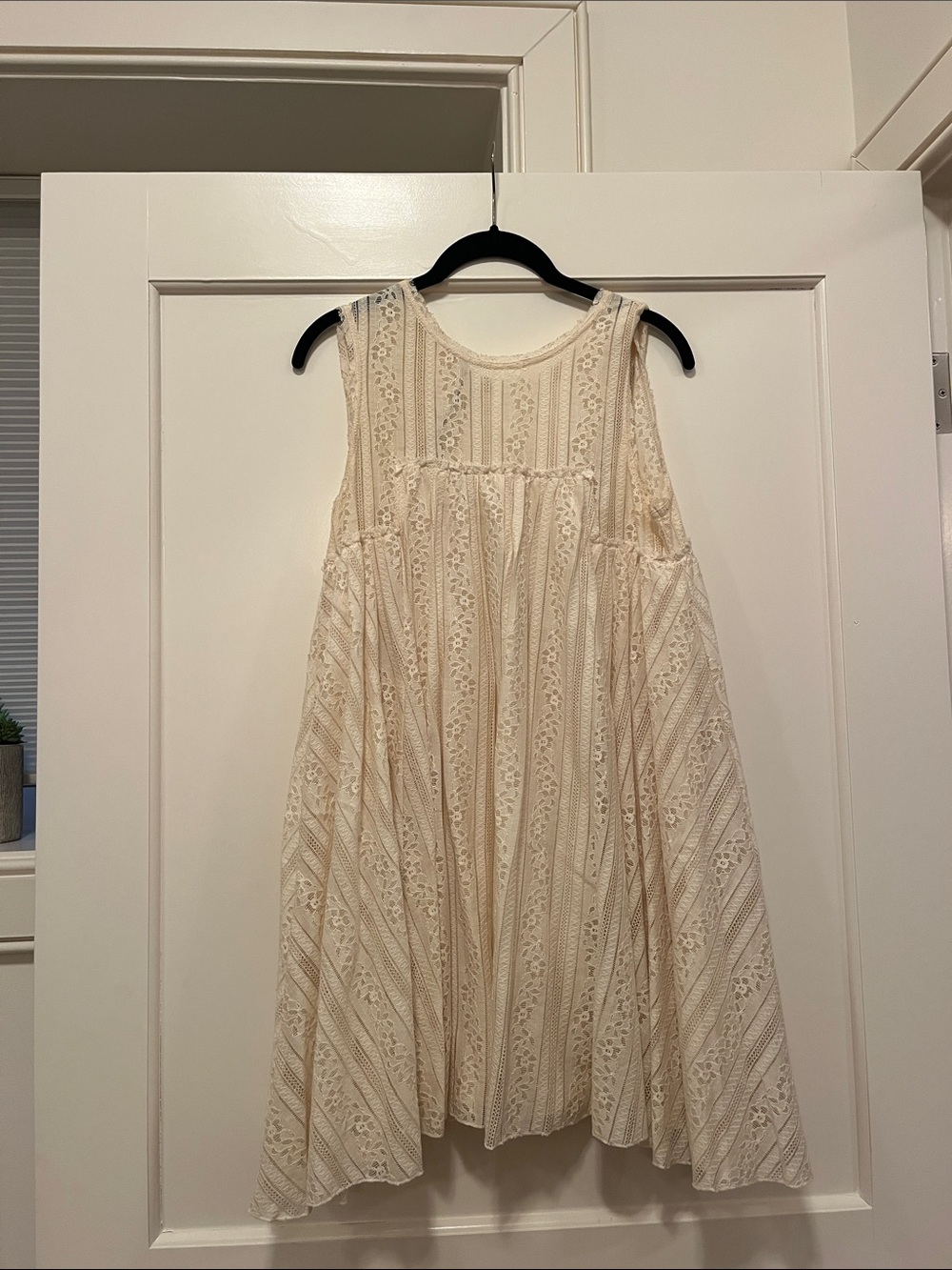 Free People Lace Swing Mini Dress in Cream
